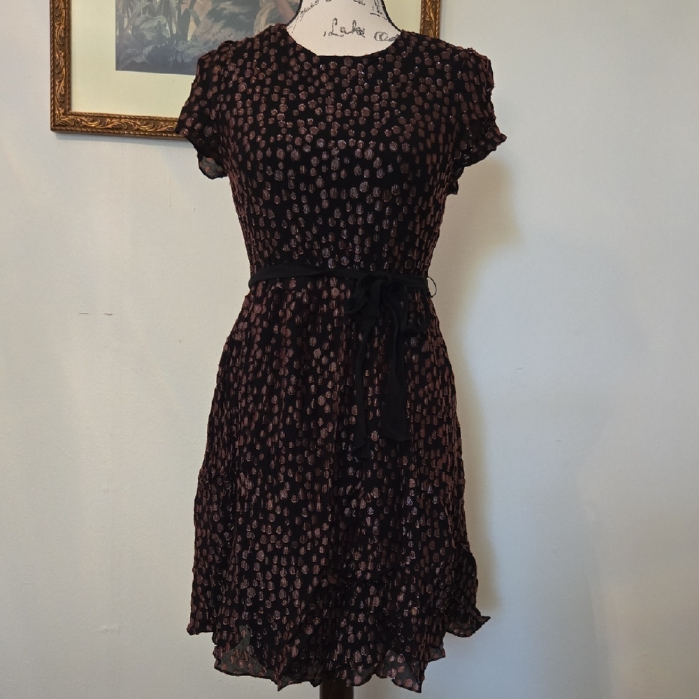 Elegant Boden Black and Copper Floral Dress
